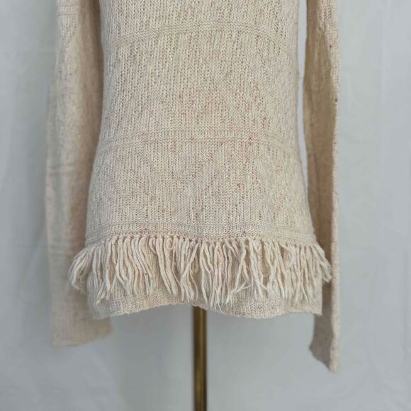 Moth Neutrals Fringe Trim Long Sleeve Pullover Sweater Womens XS - Picture 3 of 15